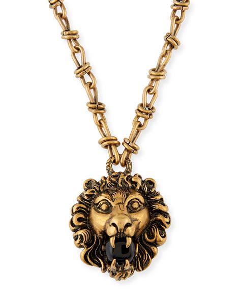 gucci diamond chain with lion|Gucci locket necklace.